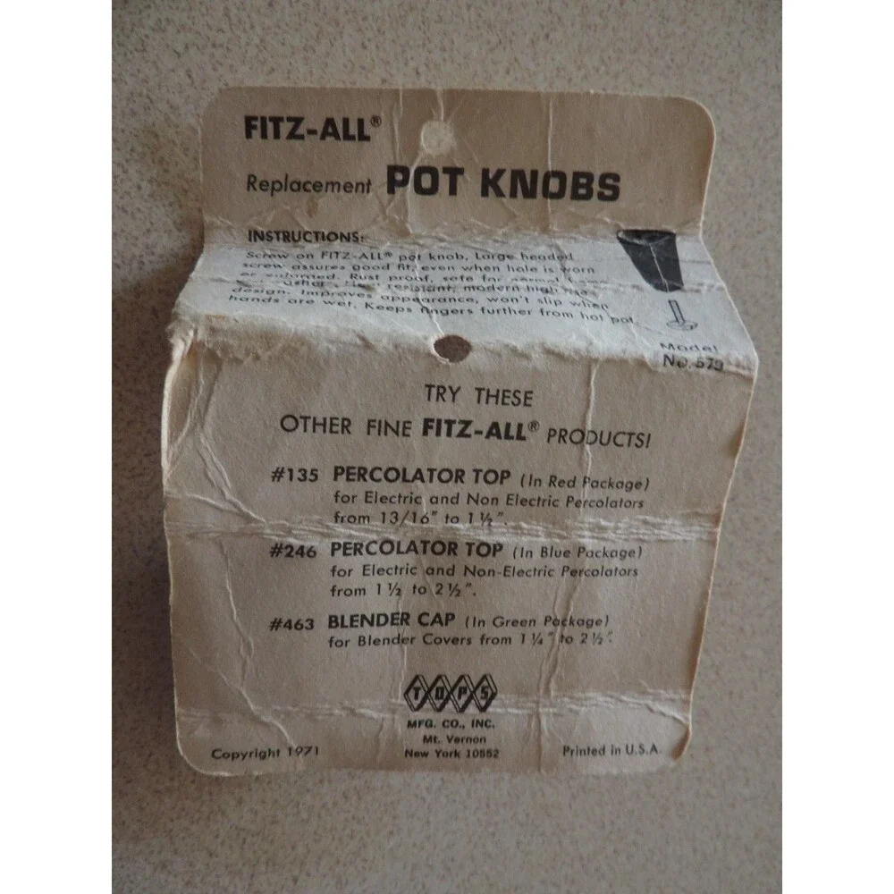 Tops 579 Fitz - All Replacement Pot Knob
